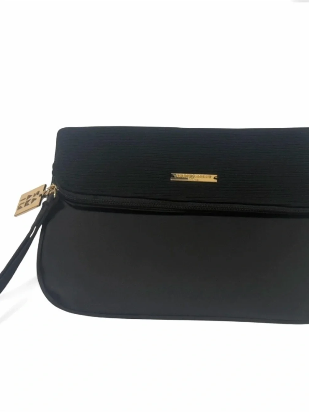 New Giorgio Armani Beauty Signature Black Zippered Makeup Bag Case with Handle